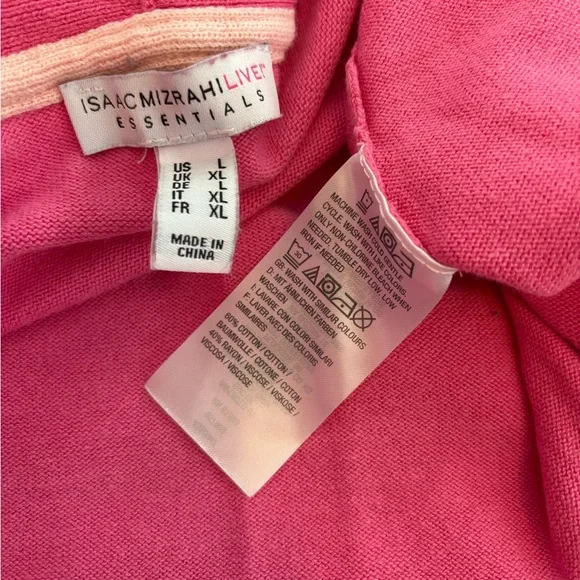 Isaac Mizrahi Size L Pink Women's Open Front Drape Long Sleeve Cardigan Sweater - Picture 4 of 5